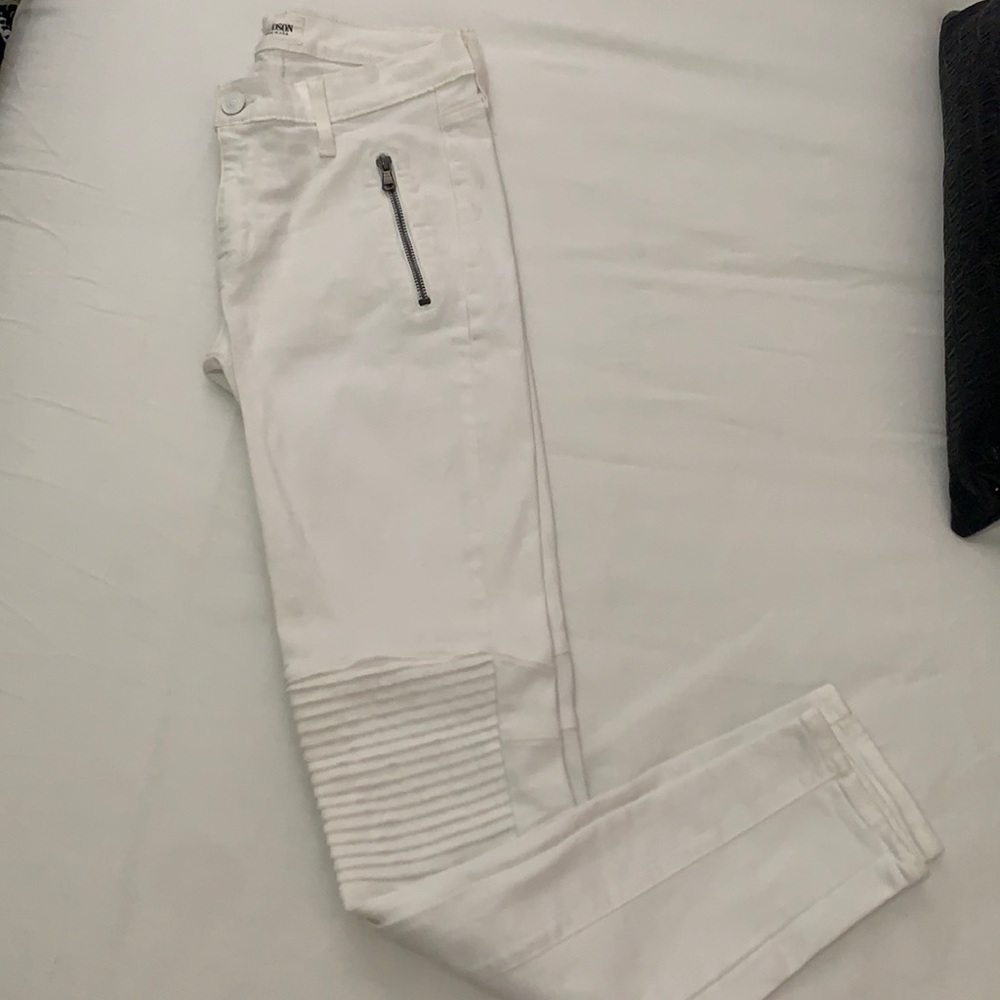 Hudson Stark Moto Skinny white jeans size 27